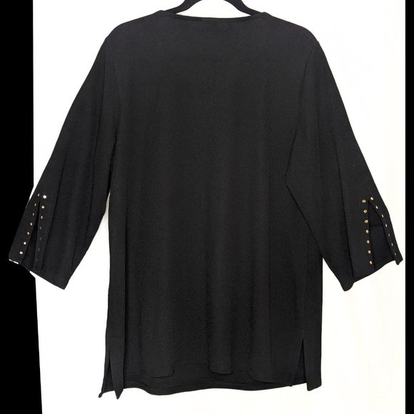 NWT JM COLLECTION 2X 1X Glittery Autumn Floral Print Stretch Textured Blouse - Picture 5 of 5